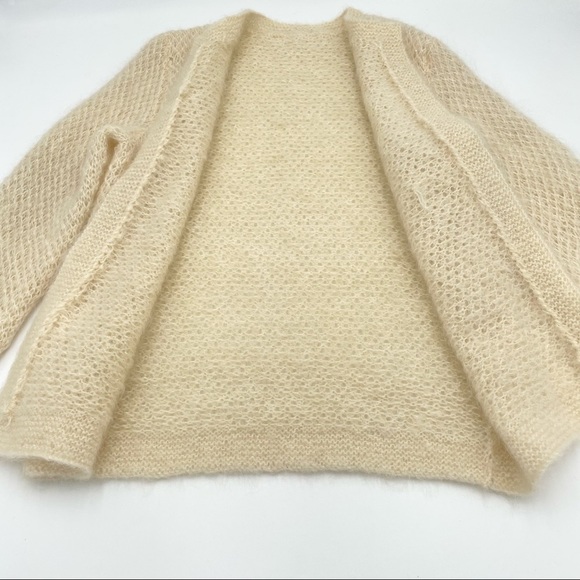 Handmade‎ Sparkly Open Cardigan Sweater Cream White Soft Angelcore Cottagecore - Picture 4 of 9